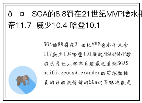 🤔SGA的8.8罚在21世纪MVP啥水平？大帝11.7  威少10.4 哈登10.1